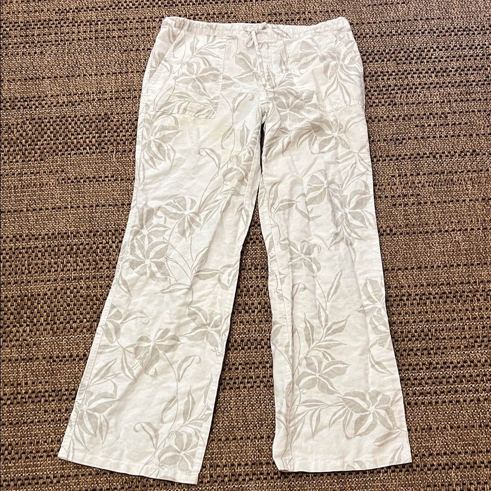 LONDON JEAN Cream Floral Swim Coverup Pants - Picture 1 of 4